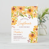 Modern fall sunflower script baby shower einladung (Stehend Vorderseite)