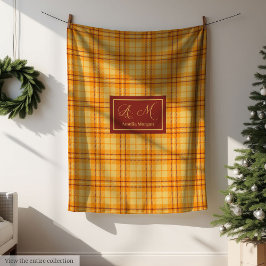 Modern Fall Tartan Plaid Blanket Chic Custom Name Fleecedecke