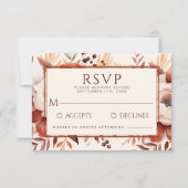 Modern Fall Terracotta Floral Boho Hochzeit RSVP Karte (Vorderseite)