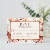 Modern Fall Terracotta Floral Boho Hochzeit RSVP Karte (Stehend Vorderseite)