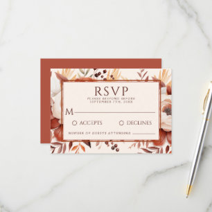 Modern Fall Terracotta Floral Boho Hochzeit RSVP Karte