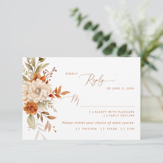 Modern Fall Terracotta Hochzeitsgericht UAWG RSVP Karte (Stehend Vorderseite)