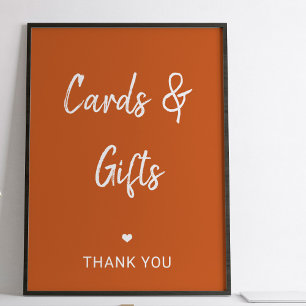 Modern fall terracotta wedding cards gifts sign poster