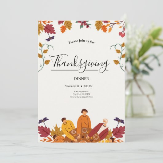 Modern Fall Thanksgiving Dinner Invitation Einladung (Stehend Vorderseite)