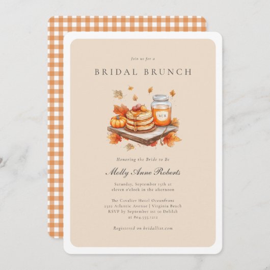 Modern Fall Watercolor Bridal Brunch Einladung (Vorne/Hinten)