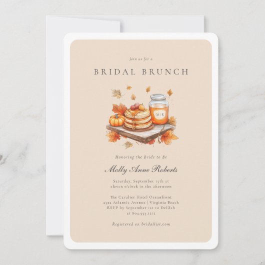 Modern Fall Watercolor Bridal Brunch Einladung (Vorderseite)