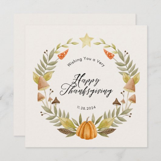Modern Fall Wreath Erntedank Card Save The Date (Vorne/Hinten)