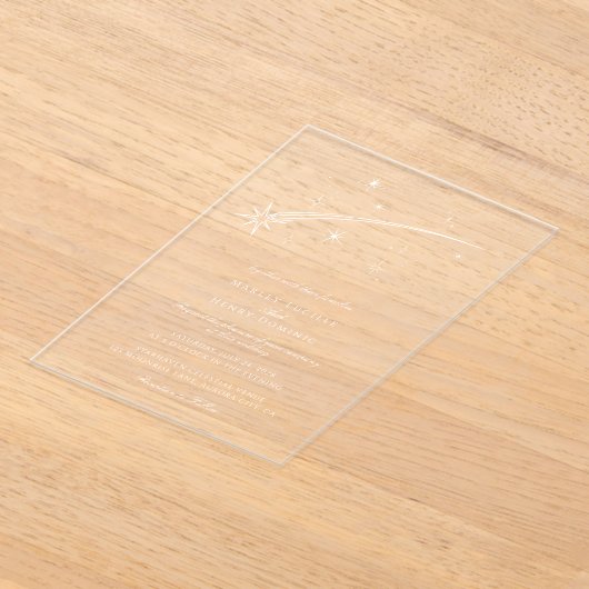 Modern Falling Star Celestial Wedding Acryleinladungen (Ablage )