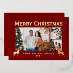 Modern Family 3 Photo Collage Elegant Christmas Folien Feiertagskarte<br><div class="desc">Celebrate the season by showcasing your most precious family moments in this sophisticated multi-photo layout. This versatile design allows you to easily customize the text and photos to create a high-end personalized greeting for everyone on your list.</div>