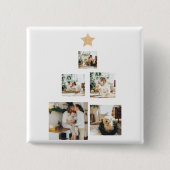 Modern Family Christmas Tree Foto With Star Button (Vorderseite)