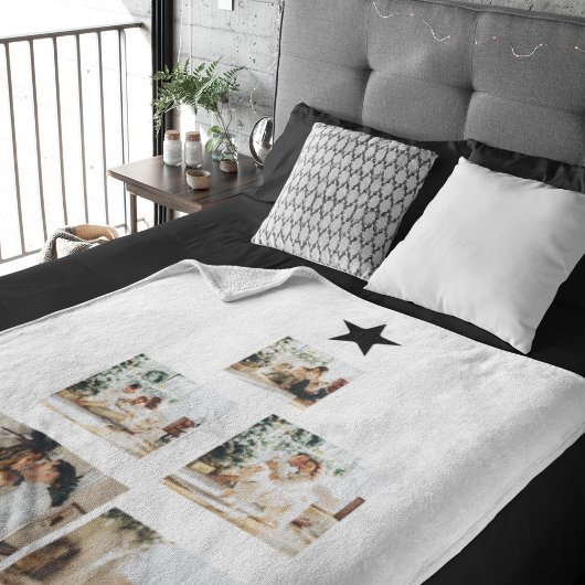 Modern Family Christmas Tree Foto With Star Fleecedecke