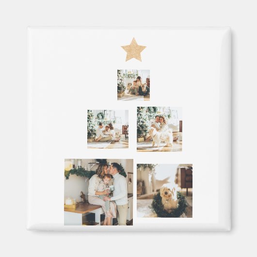 Modern Family Christmas Tree Foto With Star Magnet (Vorne)