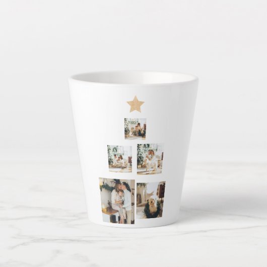 Modern Family Christmas Tree Foto With Star Milchtasse (Vorderseite)