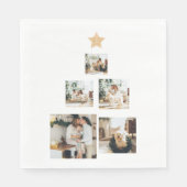 Modern Family Christmas Tree Foto With Star Serviette (Vorderseite)
