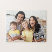Modern Family Foto Schwarzer Skriptname und Datum Puzzle (Horizontal)