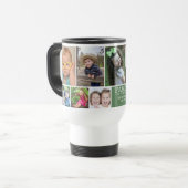 Modern Family Is Forever 10 Photo Collage Green Reisebecher (Vorderseite Links)