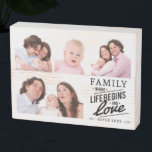Modern Family Liebe Quote Foto Collage Holzkisten Schild<br><div class="desc">Moderne Familien- und Liebe-Angebot mit 4 Fotos Kollektion.</div>