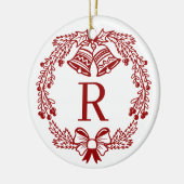 Modern Family Monogram Christmas Foto Keramik Ornament (Links)