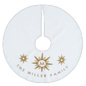 Modern Family Monogram Name Gold Sternexplosion De Polyester Weihnachtsbaumdecke (Vorderseite)