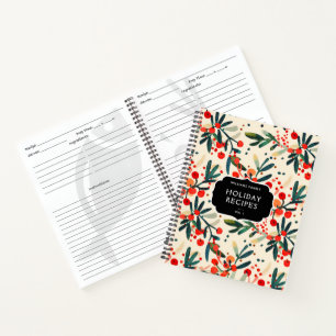 Modern Family Name Holly Berries Holiday Rezept Notizblock