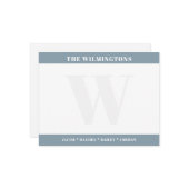 Modern Family Name Initial Ocean Green Stationery Mitteilungskarte (Vorderseite/Rückseite Beispiel)