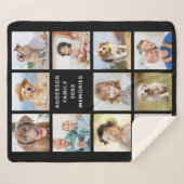 Modern Family Personalized 11 Photo Collage Black Sherpadecke (Vorderseite (Horizontal))