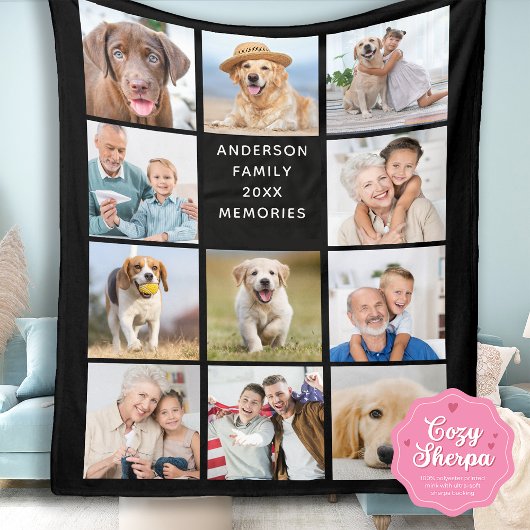 Modern Family Personalized 11 Photo Collage Black Sherpadecke