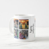 Modern family photo collage monogram name kaffeetasse (Vorderseite Links)