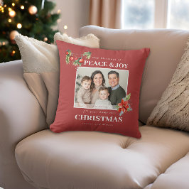 Modern Family Photo Red Christmas Kissen