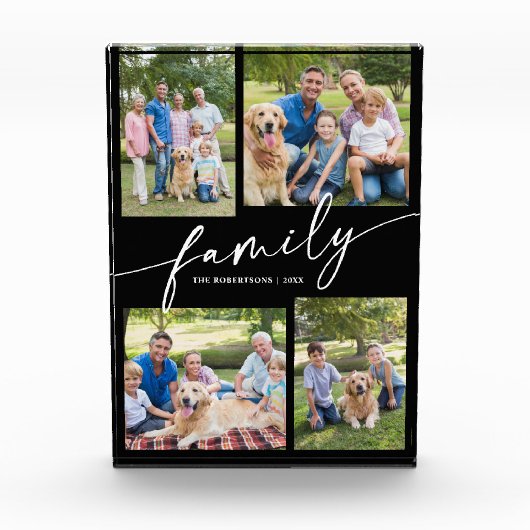 Modern Family Photos Collage Script Keepsake Fotoblock (Vorderseite)
