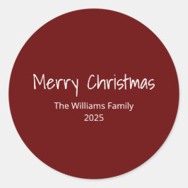 Modern Family Simple Boho Red Christmas Runder Aufkleber