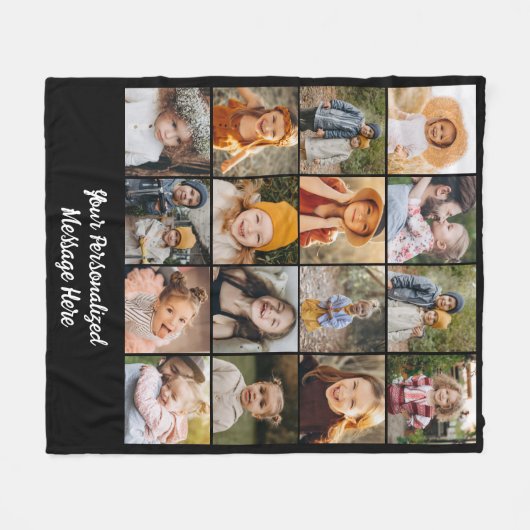Modern Family Text Customized 16 Photo Collage  Fleecedecke (Vorderseite (Horizontal))