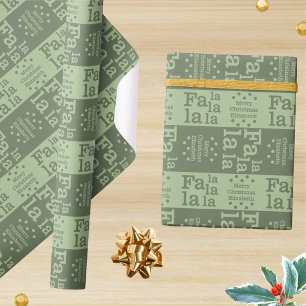 Modern Fan La Green Einfache Weihnachtsbezeichnung Geschenkpapier
