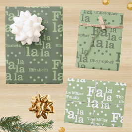 Modern Fan La Green Simple Add Name Weihnachten Geschenkpapier Set