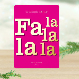 Modern Fan La Hot Pink Simple Typografy Gold Folien Feiertagskarte