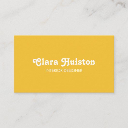 Modern Fancy Mustard Yellow Script White Visitenkarte (Vorderseite)