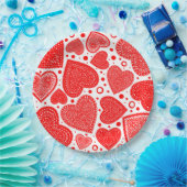 Modern Fancy Red Graphic Hearts Pattern Pappteller (Party)