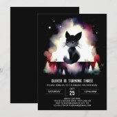 Modern Fantasy Cat Birthday Einladung (Vorne/Hinten)