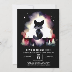 Modern Fantasy Cat Birthday Einladung
