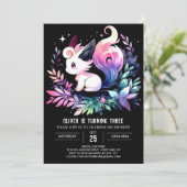 Modern Fantasy Cat Birthday Einladung (Stehend Vorderseite)