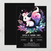 Modern Fantasy Cat Birthday Einladung (Vorne/Hinten)