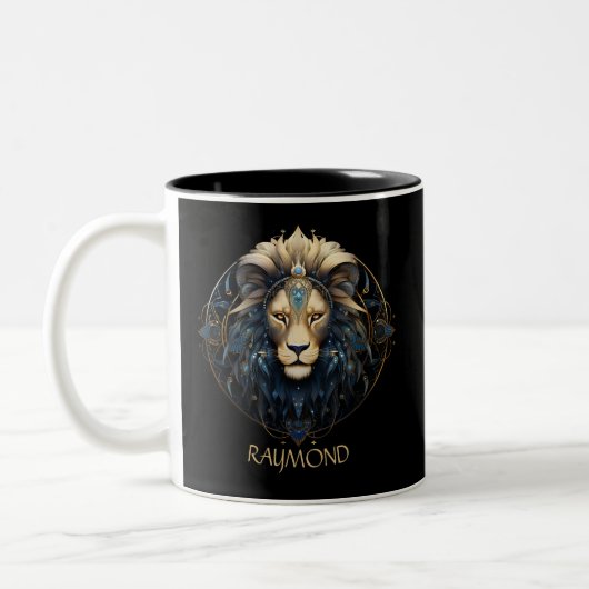 Modern Fantasy Cosmic Lion Zodiac Star Sign Leo Zweifarbige Tasse (Links)