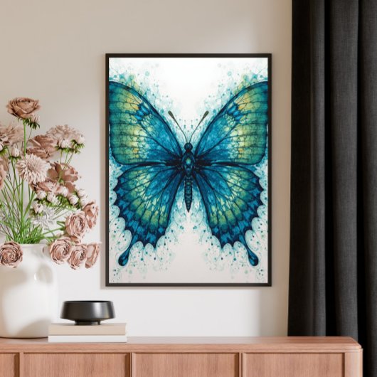 Modern Fantasy Fractal Art Watercolor Butterfly Leinwanddruck