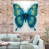 Modern Fantasy Fractal Art Watercolor Butterfly Poster