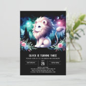 Modern Fantasy Lion Birthday Einladung (Stehend Vorderseite)