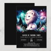 Modern Fantasy Lion Birthday Einladung (Vorne/Hinten)