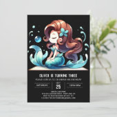 Modern Fantasy Mermaid Birthday Einladung (Stehend Vorderseite)