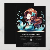 Modern Fantasy Mermaid Birthday Einladung (Vorne/Hinten)