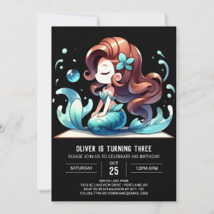 Modern Fantasy Mermaid Birthday Einladung