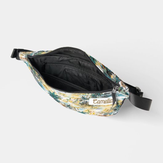 Modern farbenfroh Hawaii Island Palm Gelb Custom Bauchtasche (Offen)